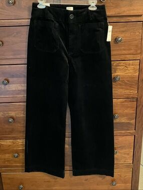 Anthropologie Maeve Colette Black Wide-Leg Full Length Corduroy Pants 30